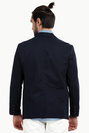 Solid Navy Unlined Casual Blazer