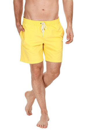 Solid Nylon Swim Shorts With Elastic Waistband