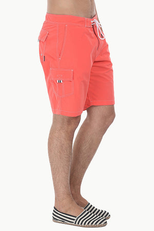 Solid Quick Dry Cargo Board Swim Shorts