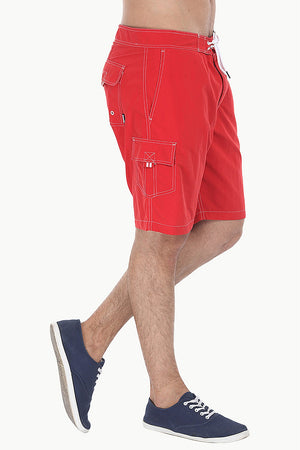 Solid Quick Dry Cargo Board Swim Shorts