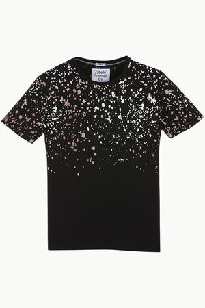 Splatter Print Black Crew T-Shirt