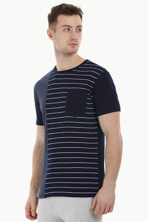 Stripe Block Navy T-Shirt