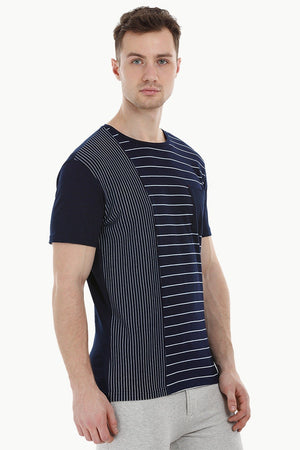 Stripe Block Navy T-Shirt