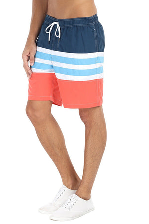 Multi Stripe Quick Dry Nylon Swim Shorts