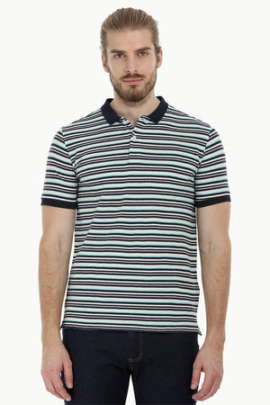 Striped Pique Polo T-Shirt