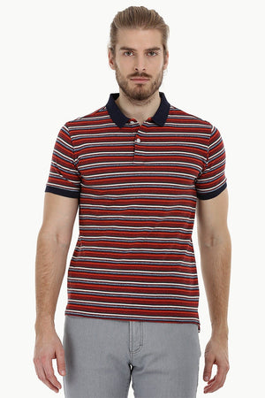 Striped Pique Polo T-Shirt