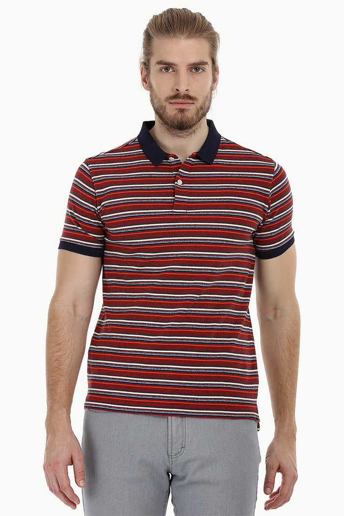 Striped Pique Polo T-Shirt
