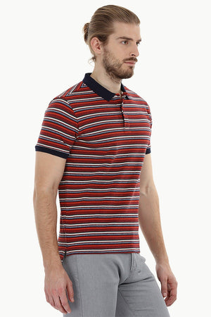 Striped Pique Polo T-Shirt