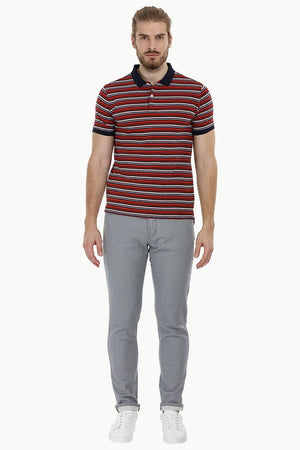 Striped Pique Polo T-Shirt