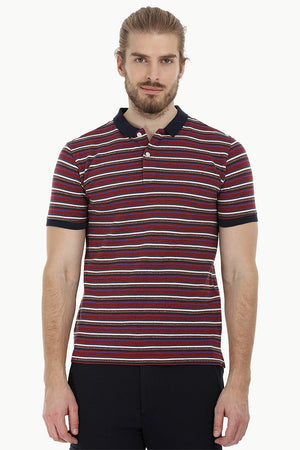 Striped Pique Polo T-Shirt