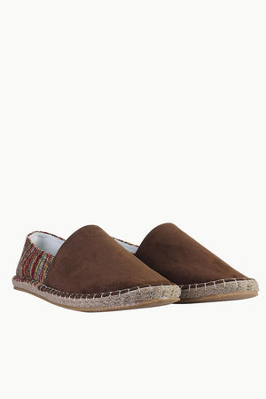 Suede Espadrilles with Canvas Print