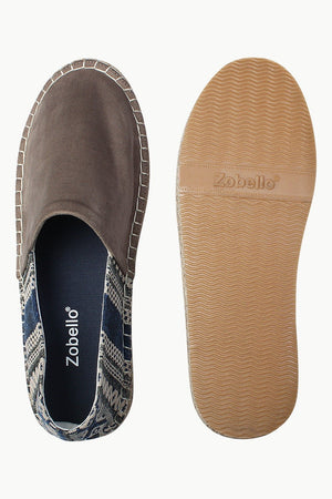 Suede Espadrilles with Canvas Print