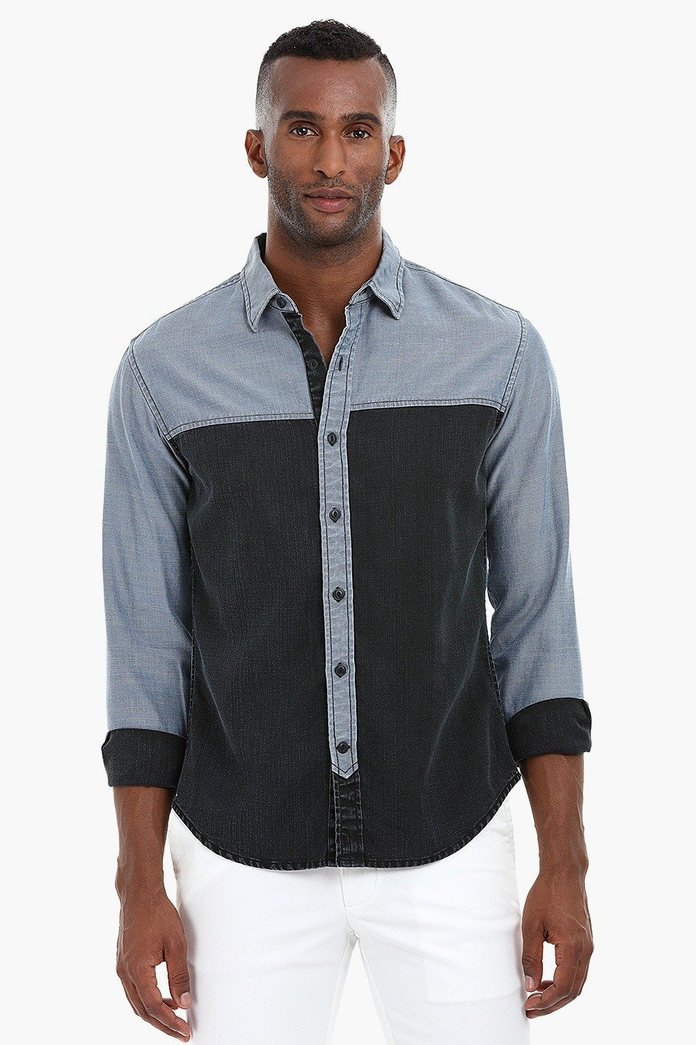 Buy Online Black Denim Wash Worn Out Shirt for Men Online at Zobello