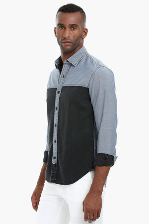 Two Tone Worn Out Cotton Shirt