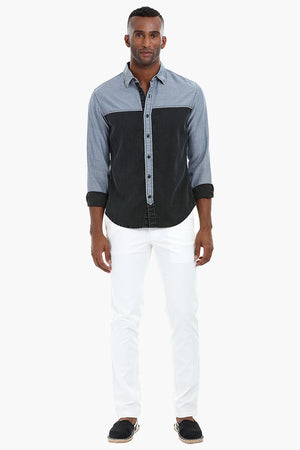 Two Tone Worn Out Cotton Shirt