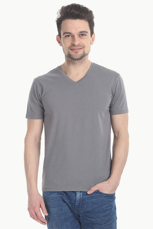 V Neck Slight Stretch Solid T- Shirt