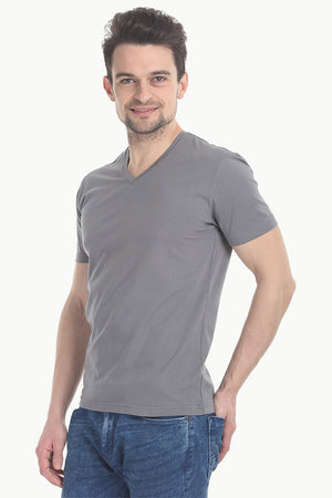 V Neck Slight Stretch Solid T- Shirt