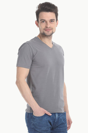 V Neck Slight Stretch Solid T- Shirt