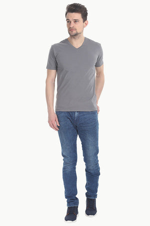 V Neck Slight Stretch Solid T- Shirt