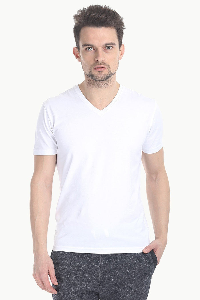 V Neck Slight Stretch Solid T- Shirt