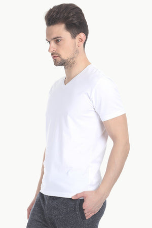 V Neck Slight Stretch Solid T- Shirt