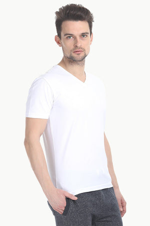 V Neck Slight Stretch Solid T- Shirt