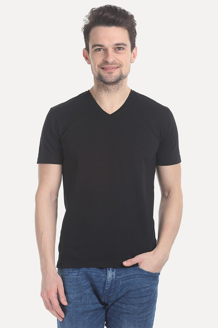 V Neck Slight Stretch Solid T- Shirt