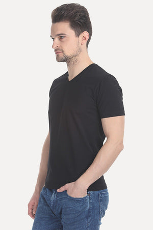 V Neck Slight Stretch Solid T- Shirt