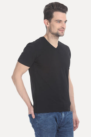 V Neck Slight Stretch Solid T- Shirt