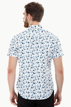 White Geometric Print Holiday Shirt