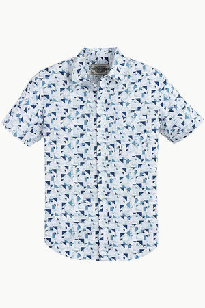 White Geometric Print Holiday Shirt