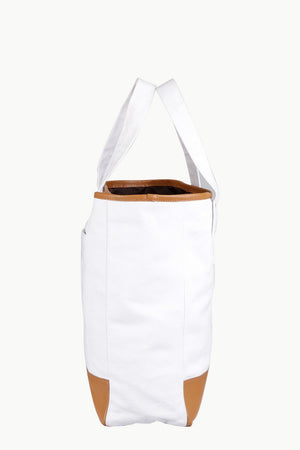 White Twill Faux Detail Tote Bag