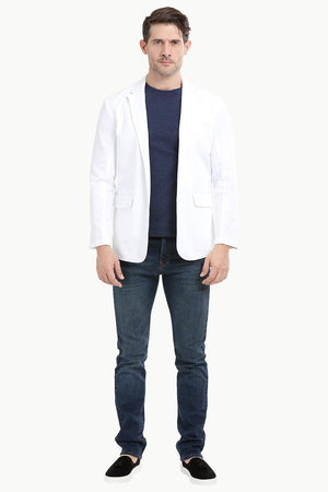 White Unlined Casual Blazer