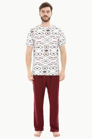 Wine Red Knit Brushed Pyjamas