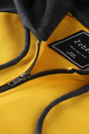 Zipper Raglan Hooded Yellow Jacket