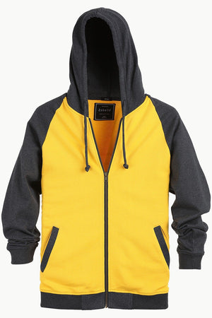 Zipper Raglan Hooded Yellow Jacket